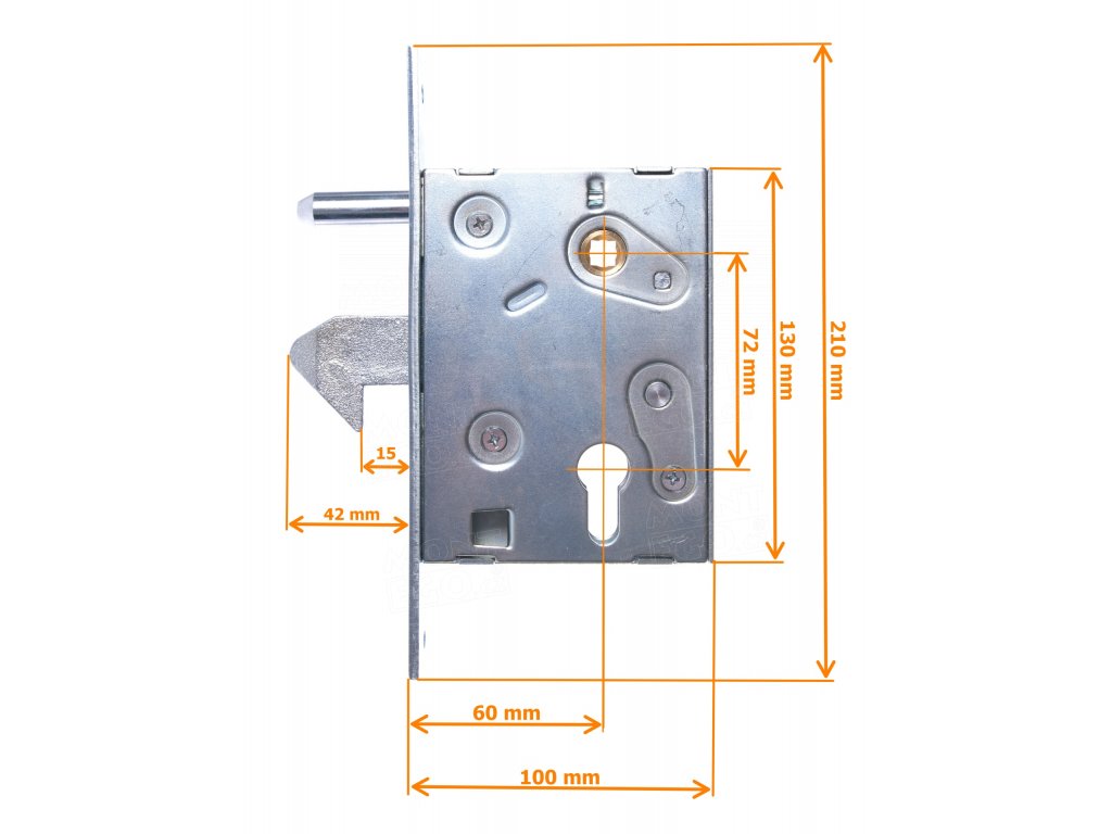 Rozměry hákového zámku HAZA pro zamykání posuvné brány